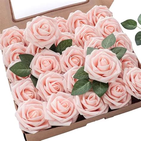 25 Piezas De Flores Artificiales Rosa Decoración De Fiesta MercadoLibre