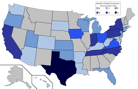 Map of the States in the NCAA Tournament : r/CollegeBasketball