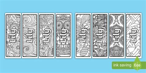 FREE Lily Mindfulness Name Colouring Bookmarks Twinkl