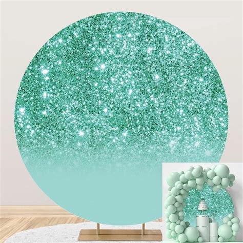 Amazon OERJU Green Round Backdrop Cover Fabric Teal Glitter