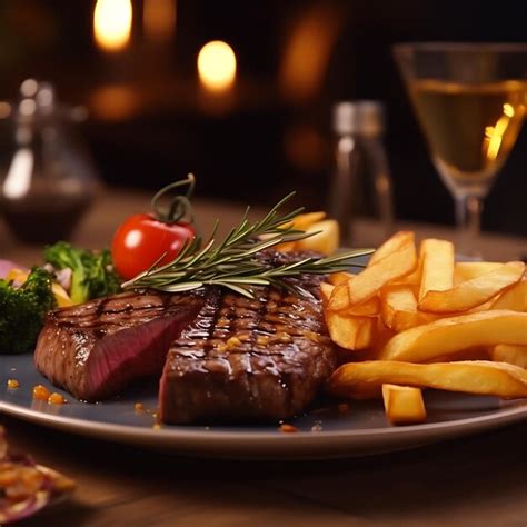 Premium AI Image | photo of a delicious medium steak with fries and ...