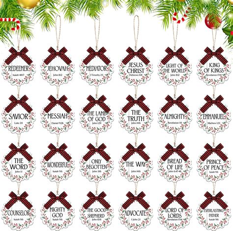 Amazon Woanger 24 Pcs Names Of Jesus Christ Christmas Ornaments