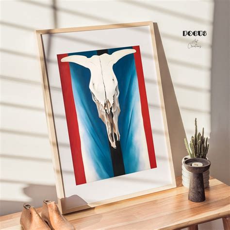 Georgia O Keeffe Cows Skull Red White And Blue 1931 Okeeffe Wall