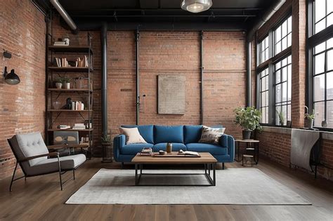 Premium AI Image | Industrial loft apartment with exposed brick walls ...