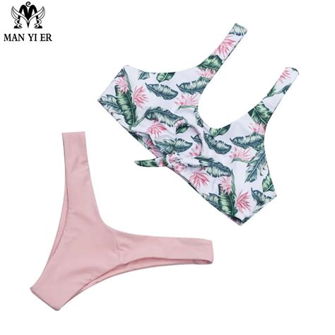 Aliexpress Buy MYE Bikini Knotted Padded Thong Bikini Set Women