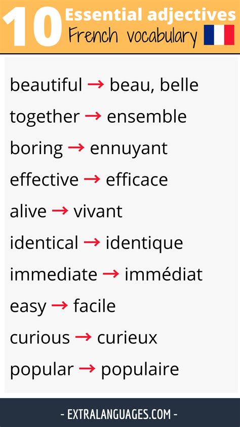 Most Common French Adjectives N To Z Artofit