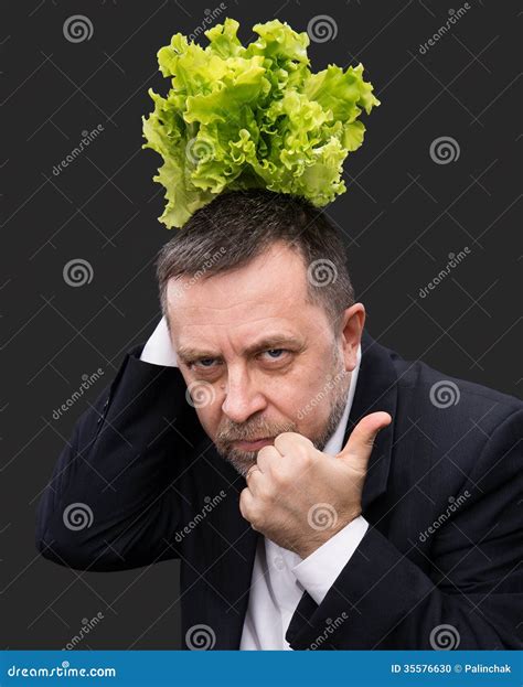 Man Holding And Eating Lettuce Stock Photo Image Of Leaf Happiness