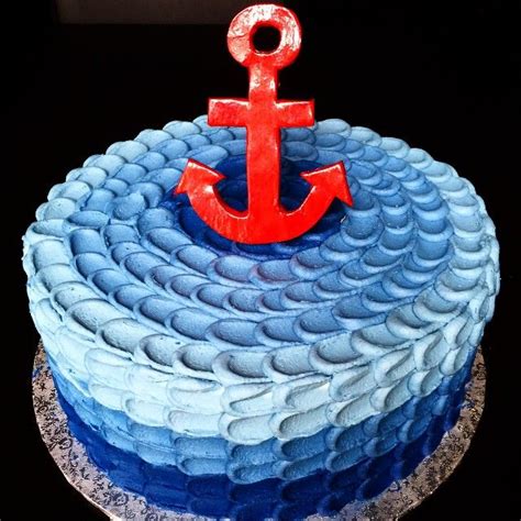 Ahoy Mateys! A chocolate on chocolate navy ombré petal cake for a nautical first… Baby Shower ...