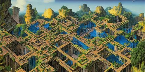 Isometric Perspective Labyrinthine Dilapidated Prison Stable