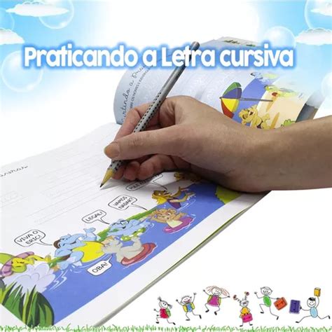 Livro Letra Cursiva Exercícios De Motricidade Fina Colorido R 25 Em