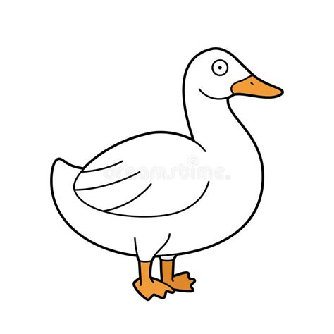 Cute Cartoon Vector Illustration Of A White Duck Stock Vector