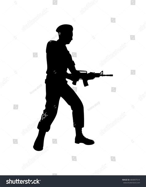 Standing Soldier Rifle Silhouette Vector Isolated Stock Vector (Royalty ...