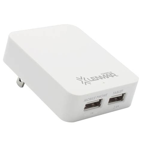 Lenmar 34 Amp 5 Volt Ac To Usb Wall Charger With 2 Usb Ports White