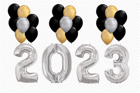 HD 2023 Gold Black Silver Balloon Kit PNG | Pxpng