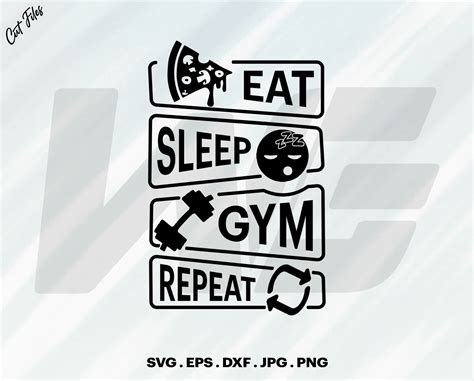 Eat Sleep Gym Repeat Fitness Svg Fitness Quotes Gym Svg Etsy