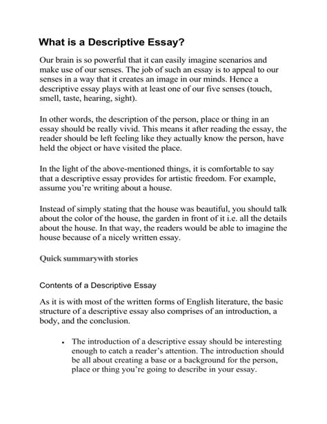 descriptive essay guide writing tips structure
