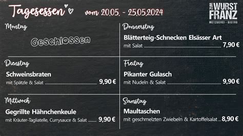 Wurst Franzl S Tagesessen Metzgerei Weinbuch Mit Der Original