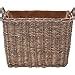 Wovenhill Rectangular Wicker Log Basket Handmade Jute Lined Wood