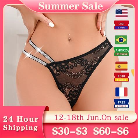 Sexy Lingerie Women Lace Perspective Panties Thong Female Strap Hollow