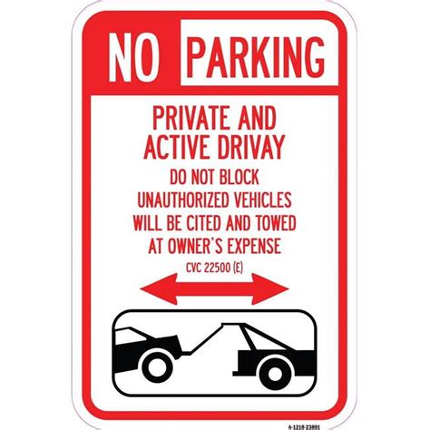 SignMission 12 X 18 In Aluminum Sign No Parking Private Active