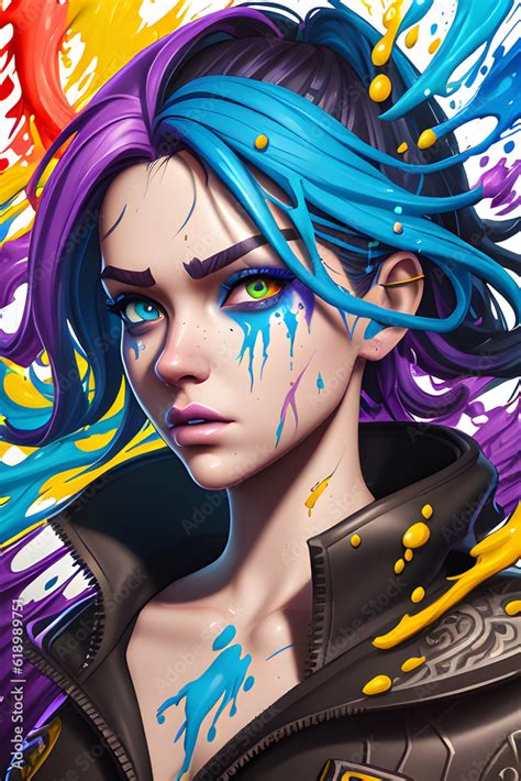 Girl Splash art, Fortnite style, portrait poster, white background, AI ...