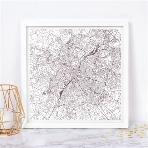 Brussels City Map Fine Art Map Poster Brussels Map Print Minimalist