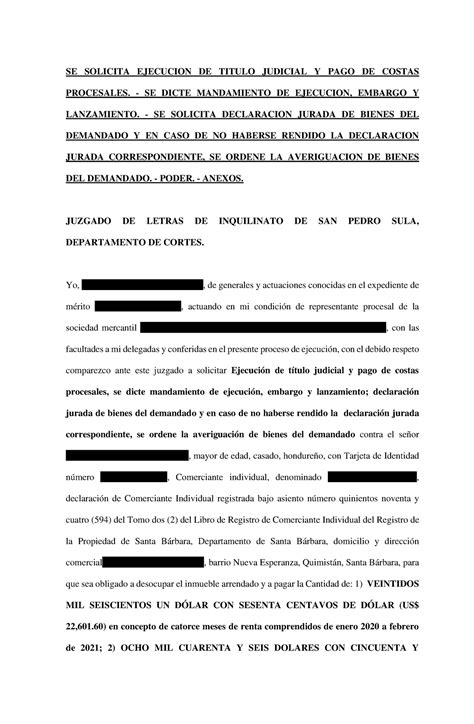 4 SE Solicita Ejecucion DE Titulo Judicial Y PAGO DE Costas Procesales