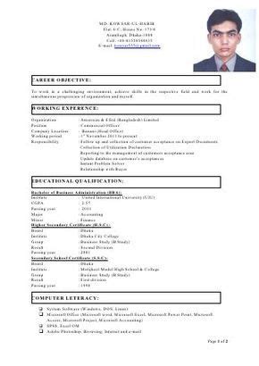 Final Cv With Photo Simple Resume Format Job Resume Format