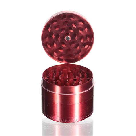 Round Metal Weed And Herb Grinder Red Bong Warehouse