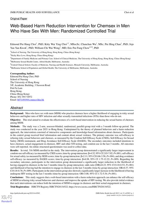 Pdf Web Based Harm Reduction Intervention For Chemsex In Men Who Have