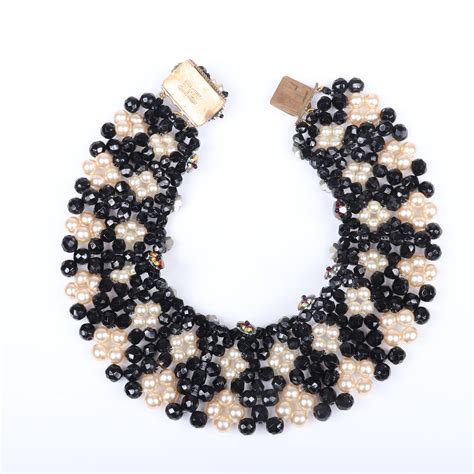 Lot Coppola E Toppo Woven Collar Bib Necklace With Faux Pearls