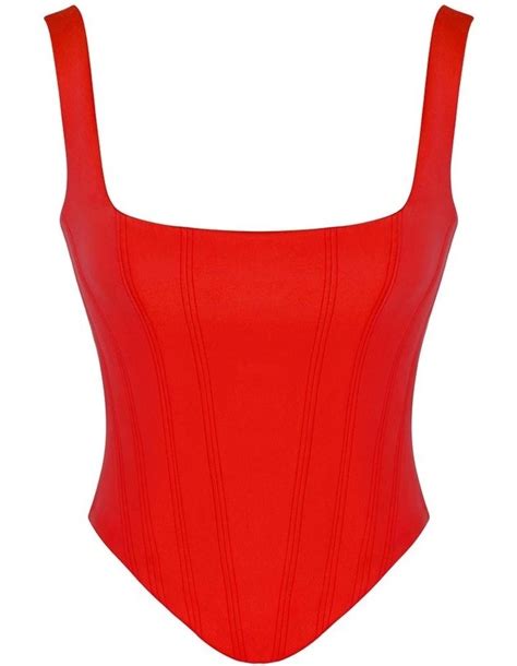 House Of Cb Rafa Satin Longline Corset In Red Myer