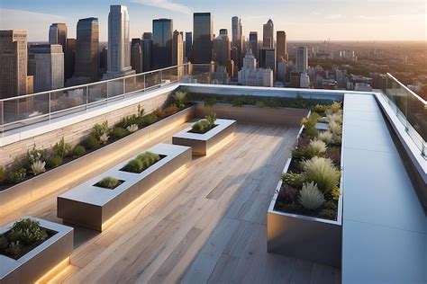 Premium Photo Rooftop Terrace Featuring A Builtin Observation Deck Or