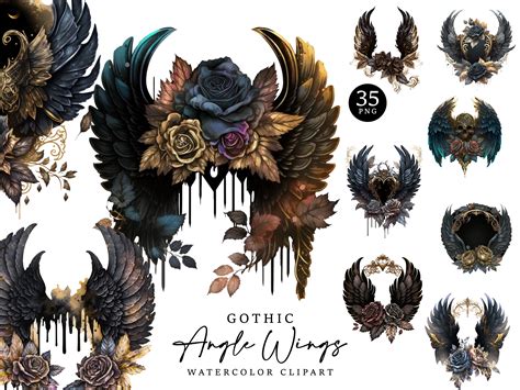 Dark Angel Gothic Wings Clipart, an Object Illustration by Design Scotch