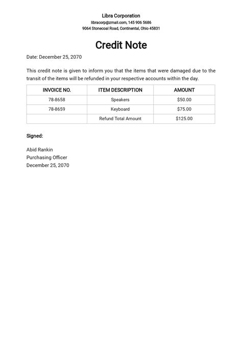 Credit Note Template Doc - Templates.maexproit.com