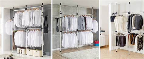 Heavy Duty Clothes Rack 4 Poles 6 Bars Telescopic Coat Hanger Wardrobe