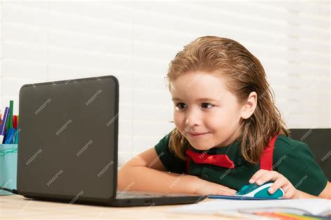 Premium Photo School Boy Pupil Is Studying Online Home Schooling Kids