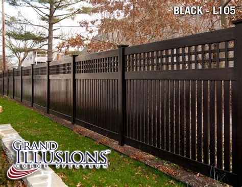 Black Vinyl Fence V5215 6 Semi Privacy Fence With Old English Lattice