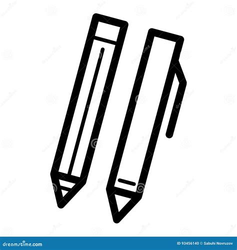 pencil vector icon black  white illustration  set