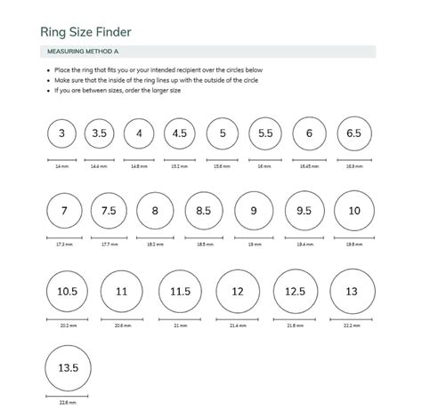 Ring Size Chart Printable Find Your Size With Reusable Sizer Tool Instant Download For Jewelry