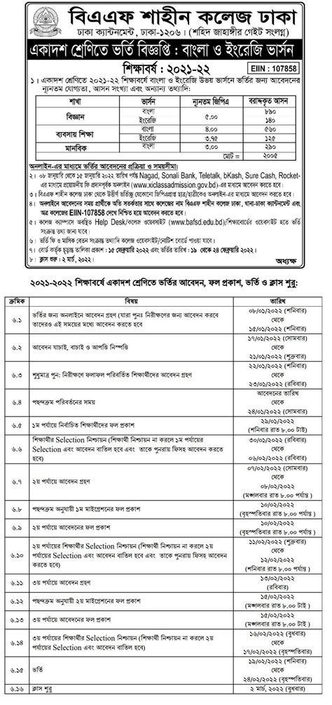 BAF Shaheen College Admission Circular & Result 2025