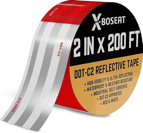 Dot C2 Reflective Tape 2 Inch X 200 Ft Waterproof Red White Adhesive Conspicuity Tape For