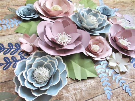 12 Piece Paper Flower Set Color Customizable Etsy