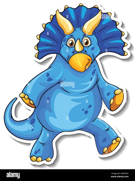 Triceratops Dinosaur Cartoon Character Sticker Illustration Stock Vector Image And Art Alamy