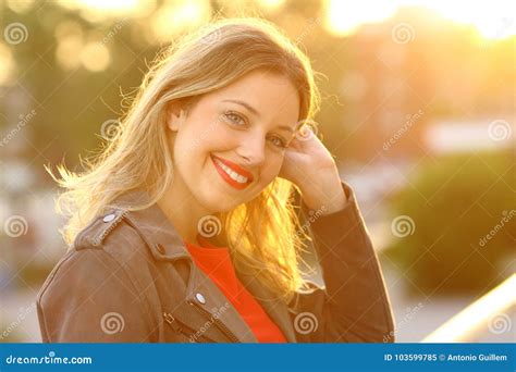 Portrait Of A Beautiful Blonde Woman At Sunset Stock Image Image Of Face Girl