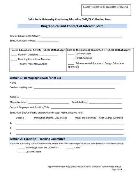 Conflict Of Interest Form Template