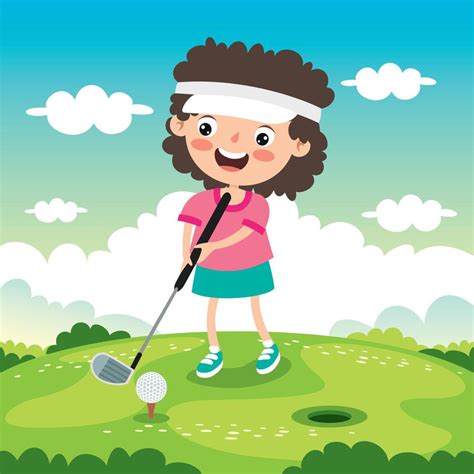 Cartoon Illustration Of A Kid Playing Golf 10721689 Vector Art At Vecteezy