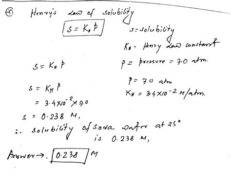 Solved Determine The Solubility Of Co2 In Soda Water At 25 C If The