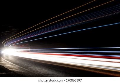 truck light trails tunnel art image stock photo  shutterstock