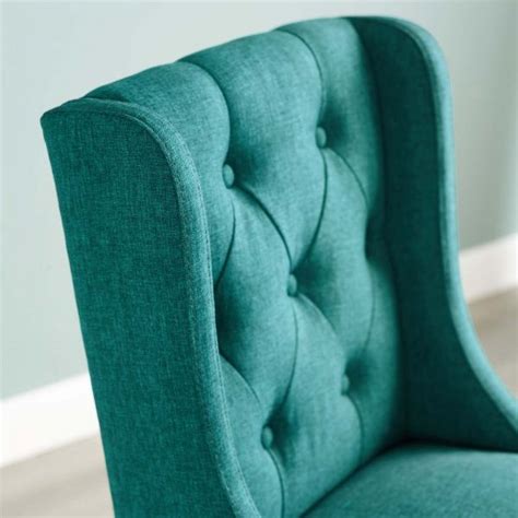 Baronet Tufted Button Upholstered Fabric Counter Stool Teal Polyester